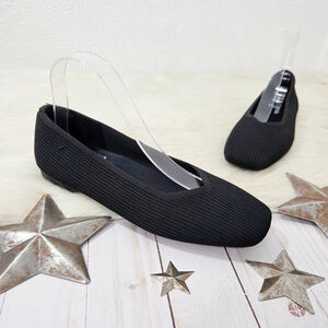 Vivaia Square-Toe V-Cut Ballet Flats Margot 2.0 black ribbed women's Size 40 EUC